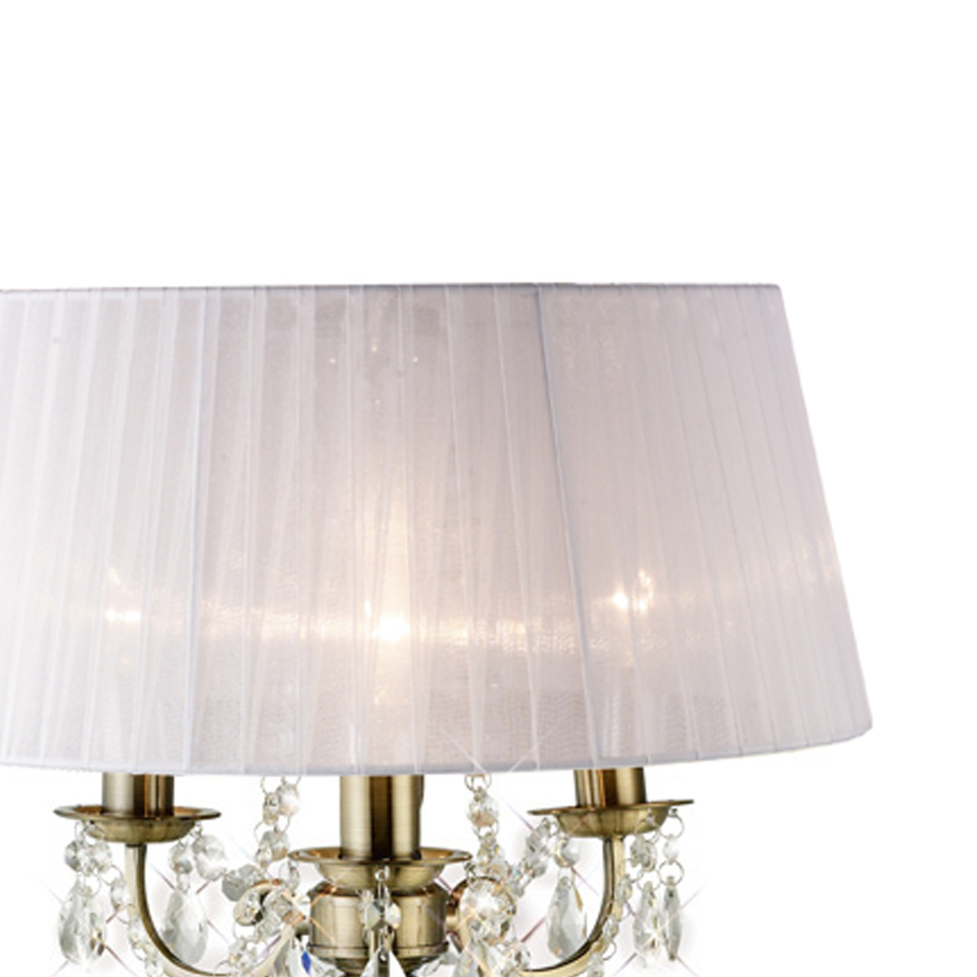 Olivia Antique Brass-White Crystal Table Lamps Diyas Shaded Table Lamps